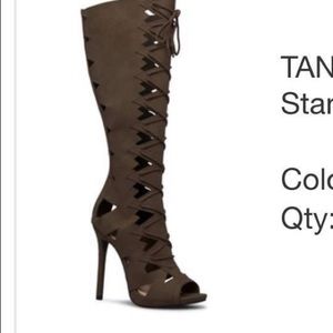 Olive Green thigh high caged heels